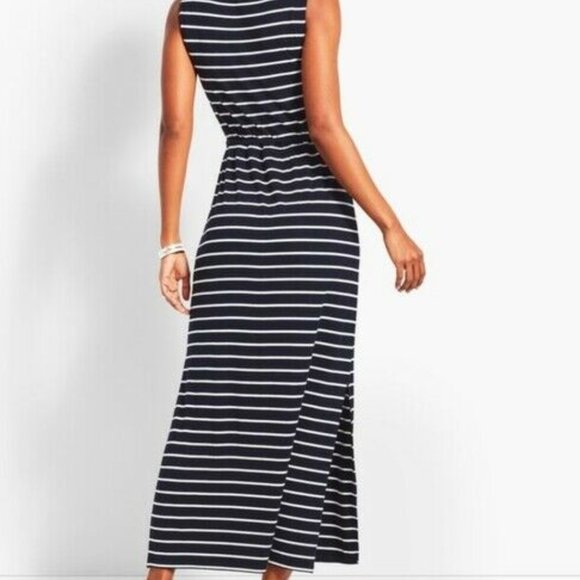 TALBOTS Black White Pink Long Elastic Summer Dress - Picture 2 of 7